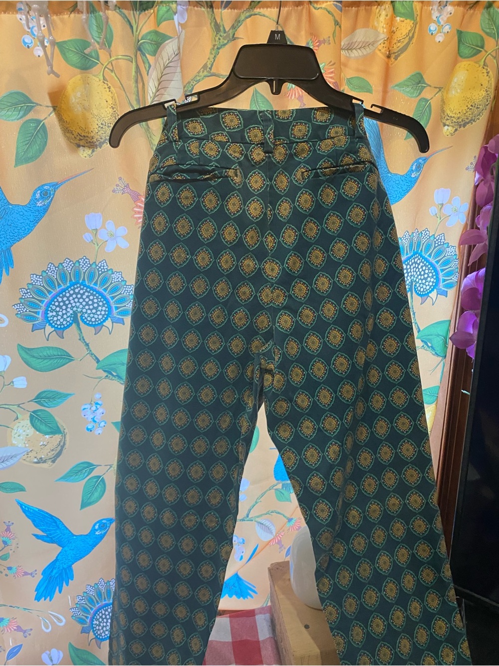 Lands' End High-Rise Printed Jeans in Teal and Mustard